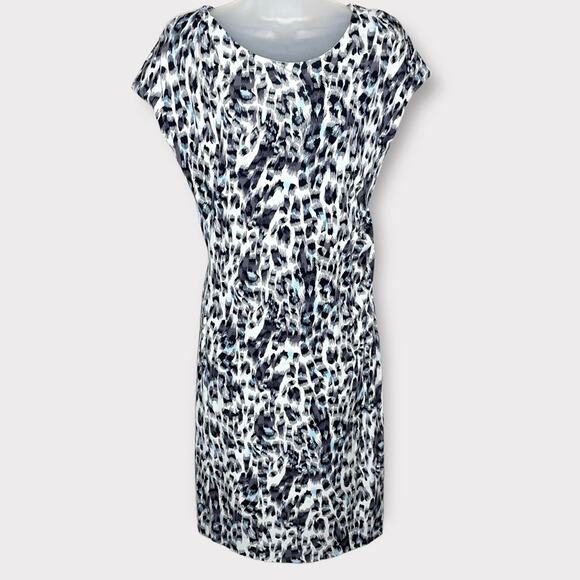 BOSS Hugo Boss white, black & white leopard print jersey knit dress size small - Picture 2 of 7
